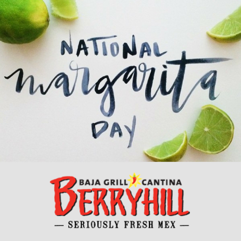 Come by to celebrate National Margarita Day at Berryhill! $5 Margaritas from 4-8pm tonight!