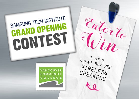myVCC's tweet photo. We’re opening VCC's #SamsungTechInstitute this week! Enter now for a chance to win a Level Box Pro speaker https://t.co/KjOAT1EezU https://t.co/LdLXA9V5zb