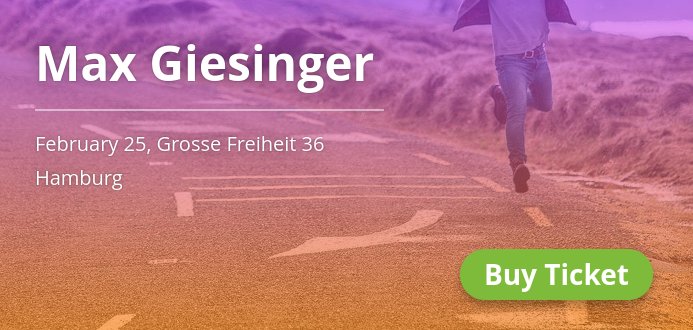 HamburgConcerts's tweet photo. 🎶 Max Giesinger tritt auf @Hamburg! Karten &amp; Info: → https://t.co/qKlmHwCpqL https://t.co/37hqehLMPG