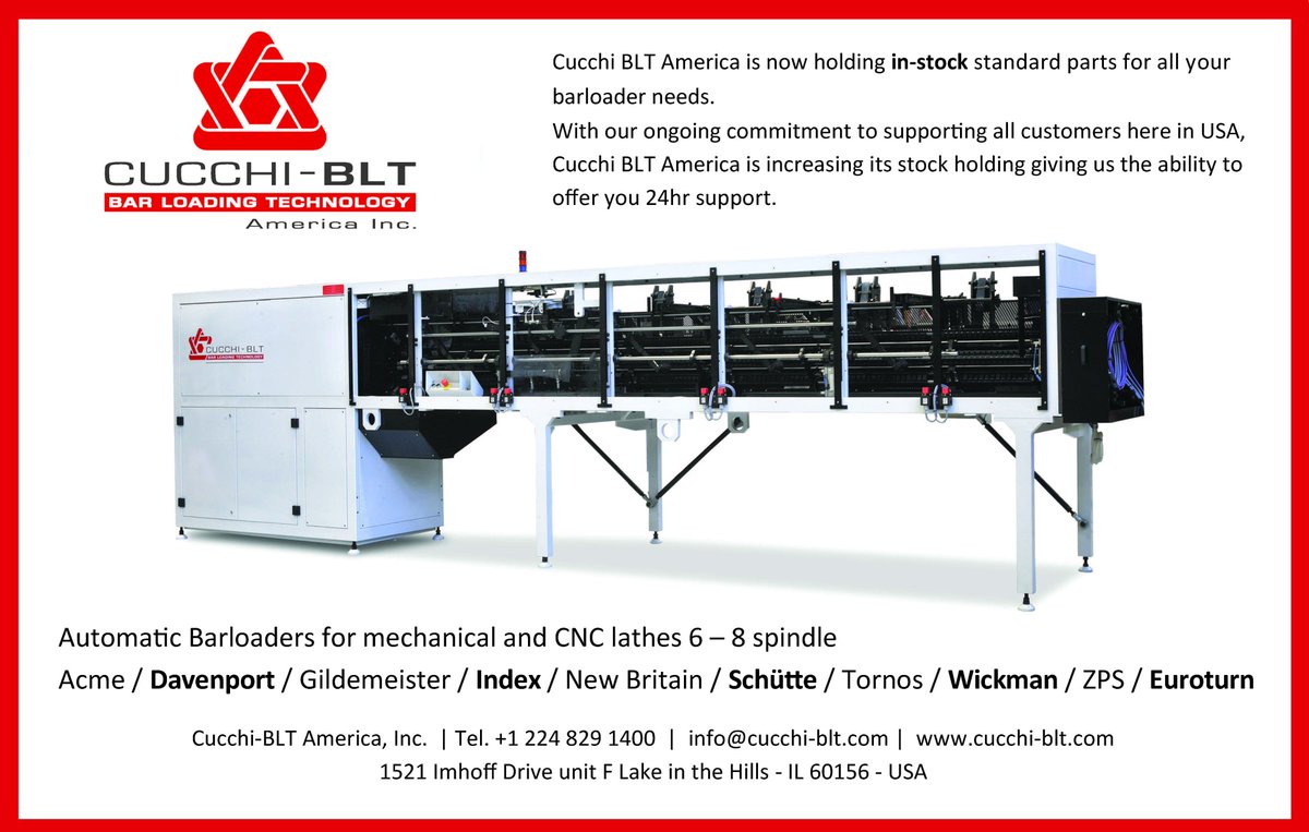 WickmanUsa's tweet photo. A #multispindle is never complete without a #CucchiBLTLoader 
Come and speak with us about your barloader needs @PMTS2017 @Wickman_Group https://t.co/5VI2SKLgp1