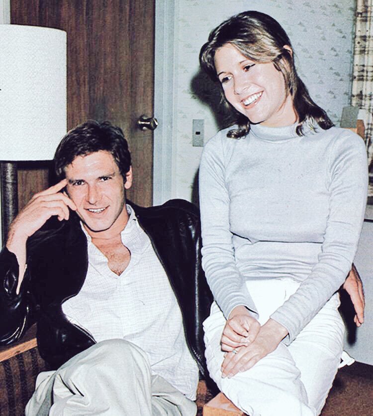 kenobitrinity's tweet image. carrie fisher and harrison ford visits japan, 1978