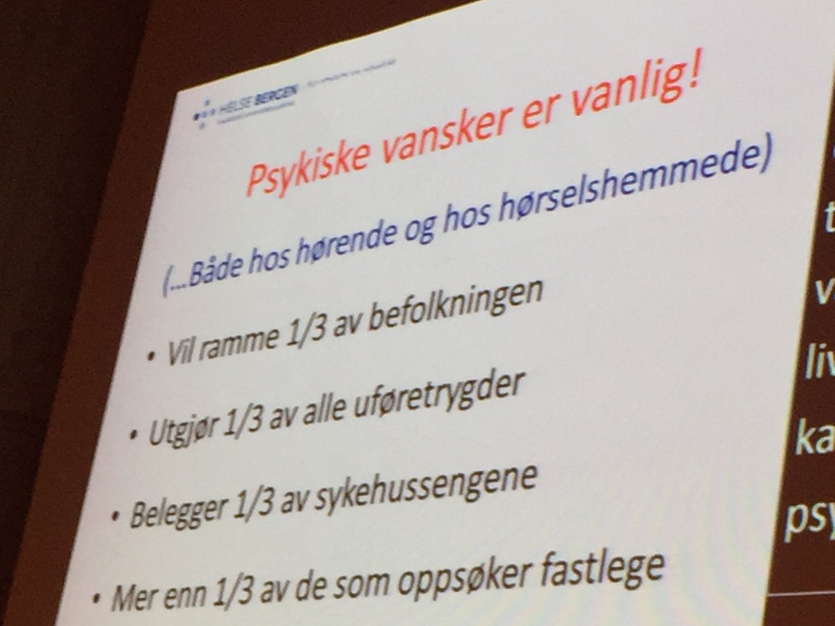 Psykiske vansker er vanlig, både hos hørende og hørselshemmede! #psykiskhelse #mentalhelse #hørsel <a href="/HLF_horsel/">HLF</a> Stavanger