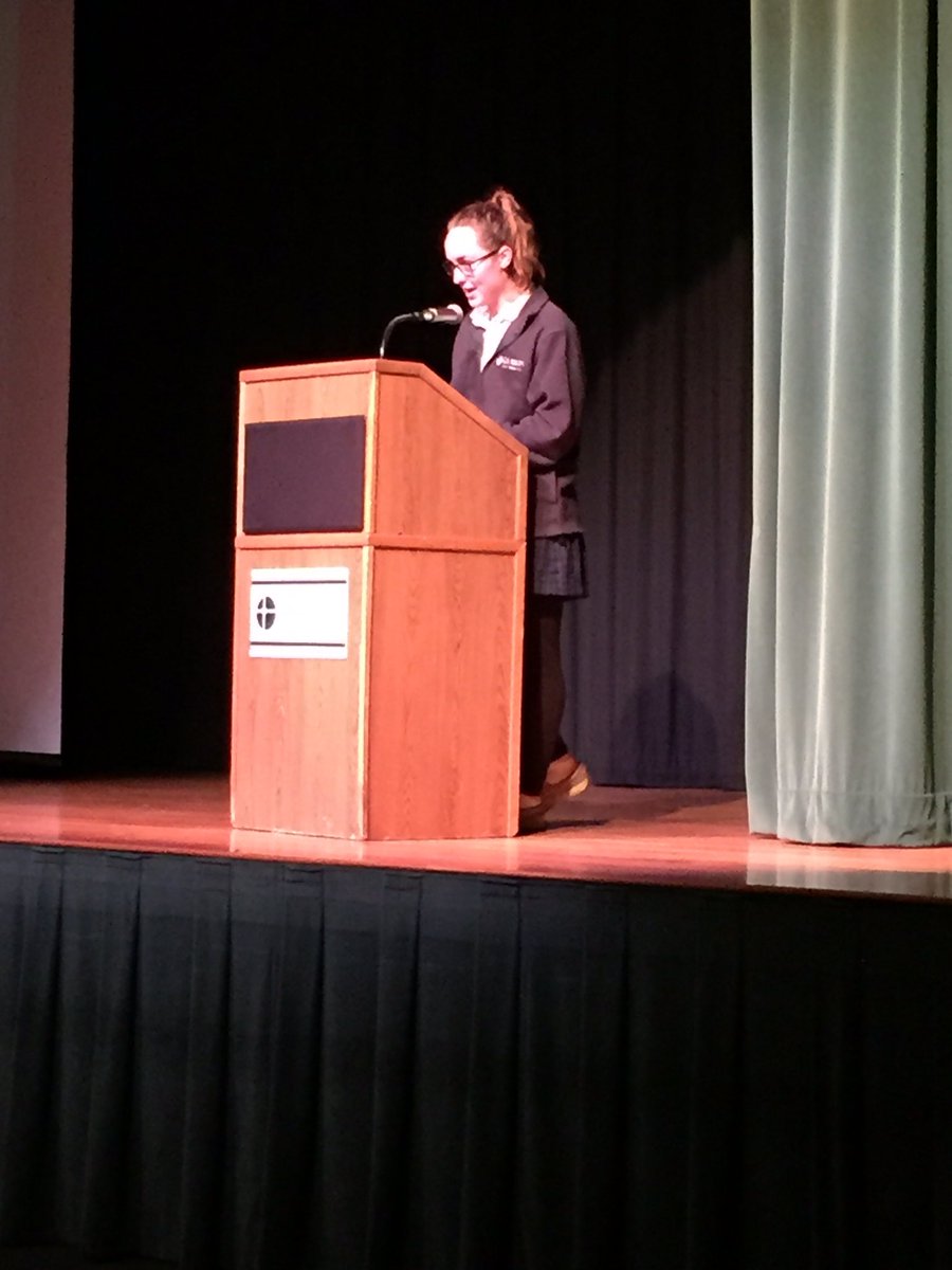 UrsulineLions's tweet photo. Martha Reifenberg '17 shares her essay "Speak," a reflection on Dr. King's words at the #MulticulturalAssembly. https://t.co/YL5RyATqqP