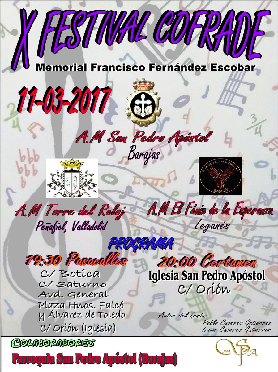 amsanpe's tweet photo. Hoy os queremos presentar el cartel de nuestro X Festival Cofrade. Este año será el día 11 de Marzo. Os esperamos!!! https://t.co/FYIMSjVjJS