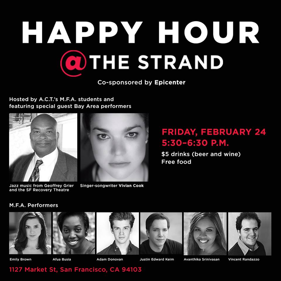 Here's the lineup for Friday's #HappyHour at ACT Strand Café? Join us for drinks, tunes, food and friends. 5:30-6:30
facebook.com/events/2719543…