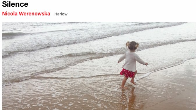 NinaFinbow's tweet photo. Join #NicolaWerenowska new play #Silence discussion @EssexBookFest #Harlow 18/3 #Poles #intergenerationaleffects https://t.co/10oXXiN1od https://t.co/mTbXPkaKaR