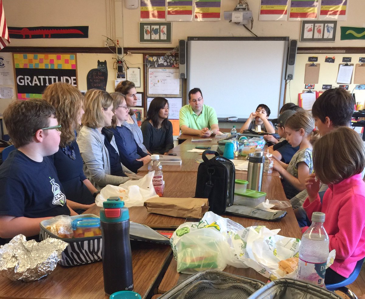EphesusSTEAM's tweet photo. 4th grade parents and students have deep discussions during the lunch time book club. #committedtoCoonley @CoonleyES https://t.co/O4EGaWnnua