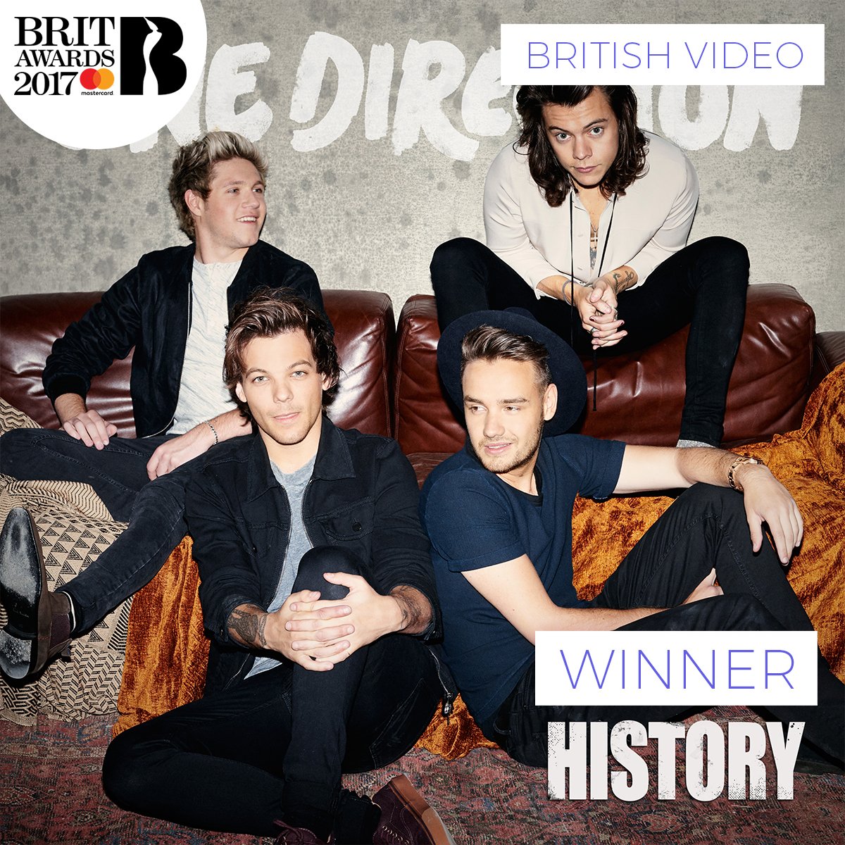 BRIT Awards (@brits) on Twitter photo The winner of British Video at The #BRITs 2017 as voted for by you is <a href="/onedirection/">One Direction</a>!! 🎉 The winner of British Video at The #BRITs 2017 as voted for by you is <a href="/onedirection/">One Direction</a>!! 🎉