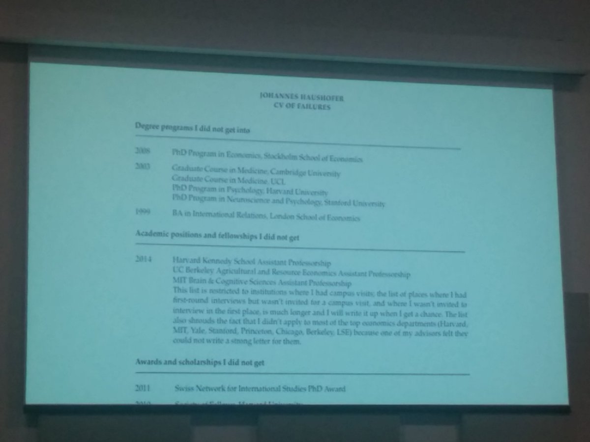 SLCorbeil's tweet photo. Strategy to combat 'imposter syndrome' some successful academics publish CVs of failures, love this! #womeninSTEM #STAN2017 https://t.co/txhm9LjZs1