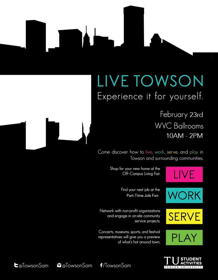 TUCommuters's tweet image. Live Towson is TOMORROW! WVC 10am-2pm! STOP BY FOR FREE HOT CHOCOLATE AND COOKIES! :)