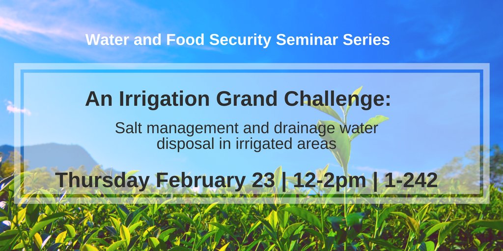MIT_CEE's tweet photo. The Water & Food Security Seminar Series w/ #ONEatMIT Visiting Professor Chandra Madramootoo continues tomorrow from 12-2pm in 1-242 @MIT https://t.co/Q0DSu883ON