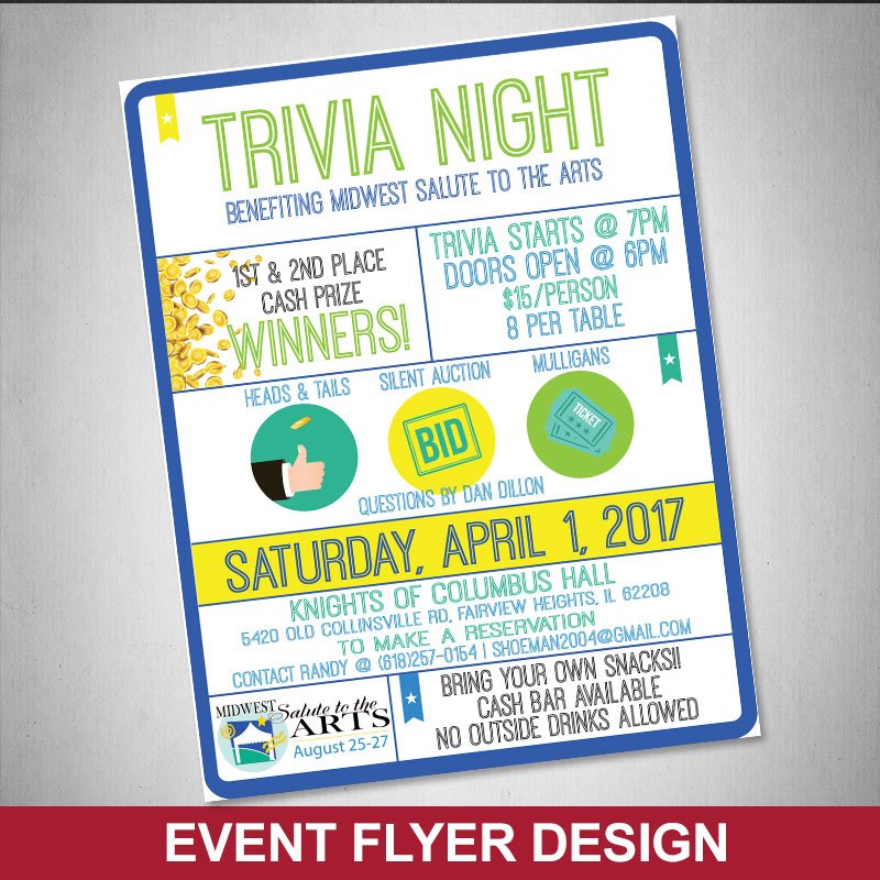 techknowsol's tweet photo. Looking for a fun Trivia Night?  Get the information you need on a flyer we recently created for Midwest Salute to the Arts Trivia Night https://t.co/IuWq0vpklo