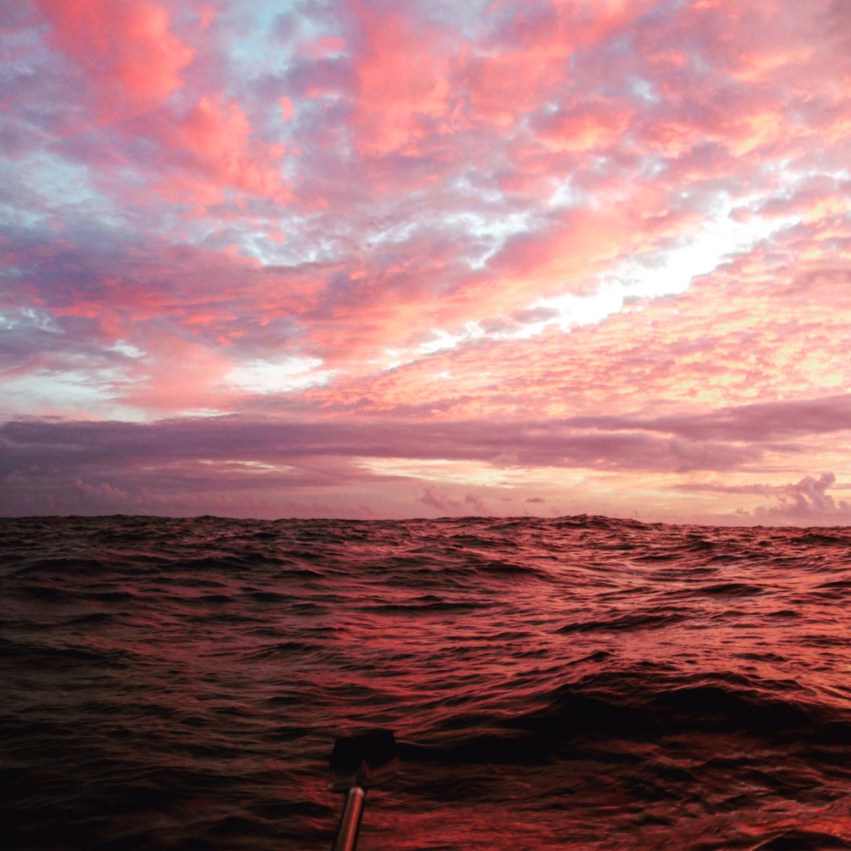 kate_hallam_'s tweet photo. Sunset on Day 36 of our Atlantic row. No matter how hard the day had been, moments like this made all the hard work worthwhile #twac2016 https://t.co/7O709QSlFE