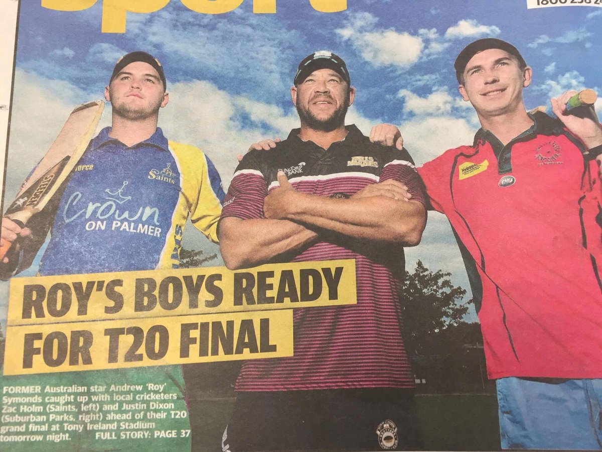 Back page news I guess it's a start! <a href="/RoySymonds63/">Andrew Symonds</a> #T20final #subsvssaints