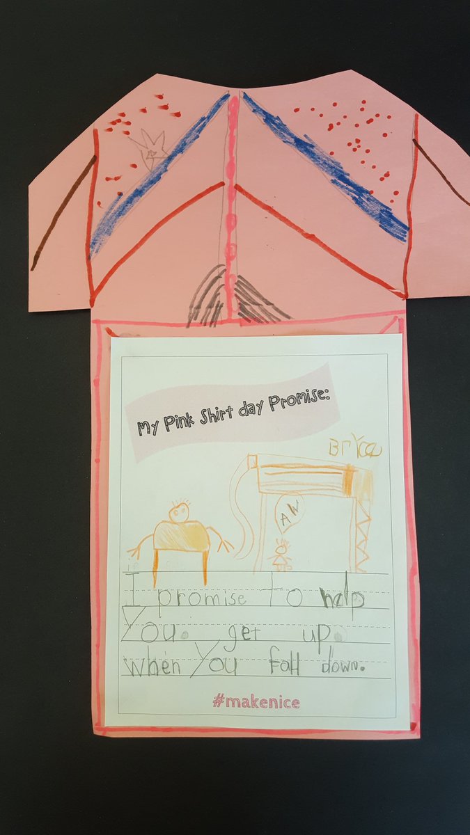 "I promise to help you up when you fall" #pinkshirtdaypromise #grade1 <a href="/GEDSB/">Grand Erie District School Board</a>