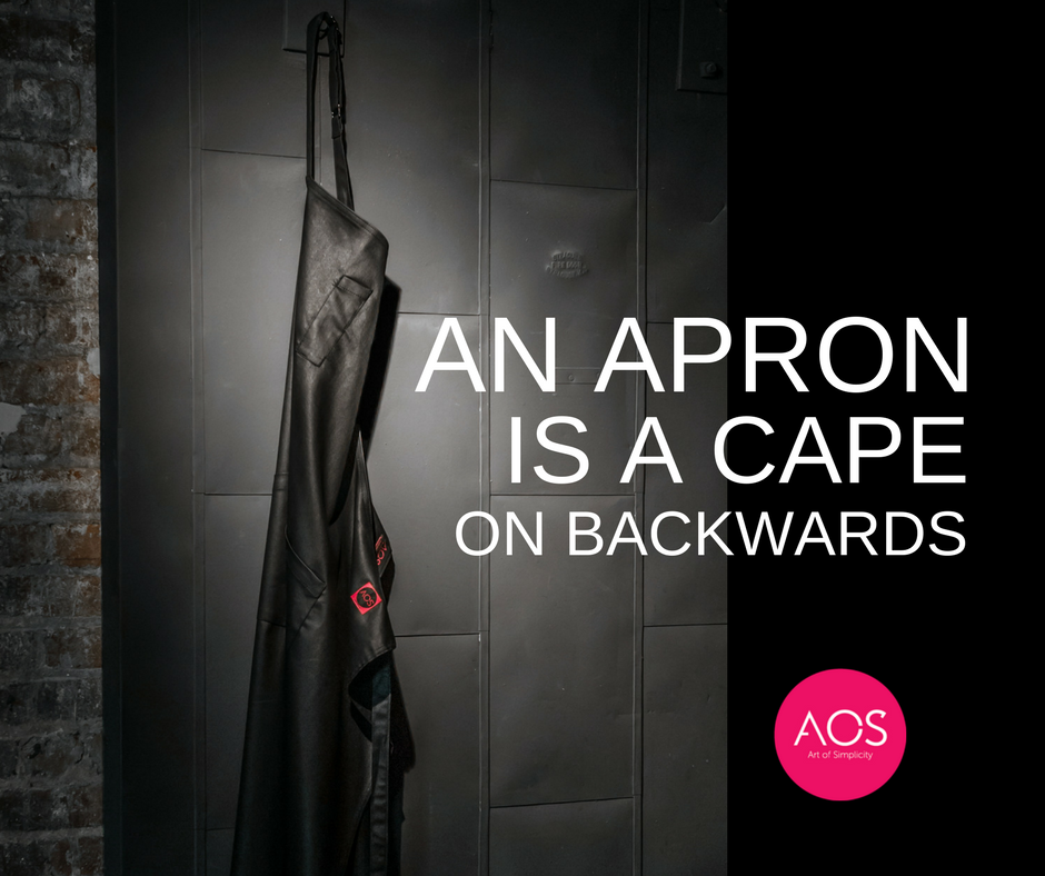aosbysosa's tweet photo. An apron is just a cape on backwards. #VisionaryCollection #ForChefsByAChef #ArtOfSimplicity #AOSbySOSA https://t.co/L10JsFZrQz
