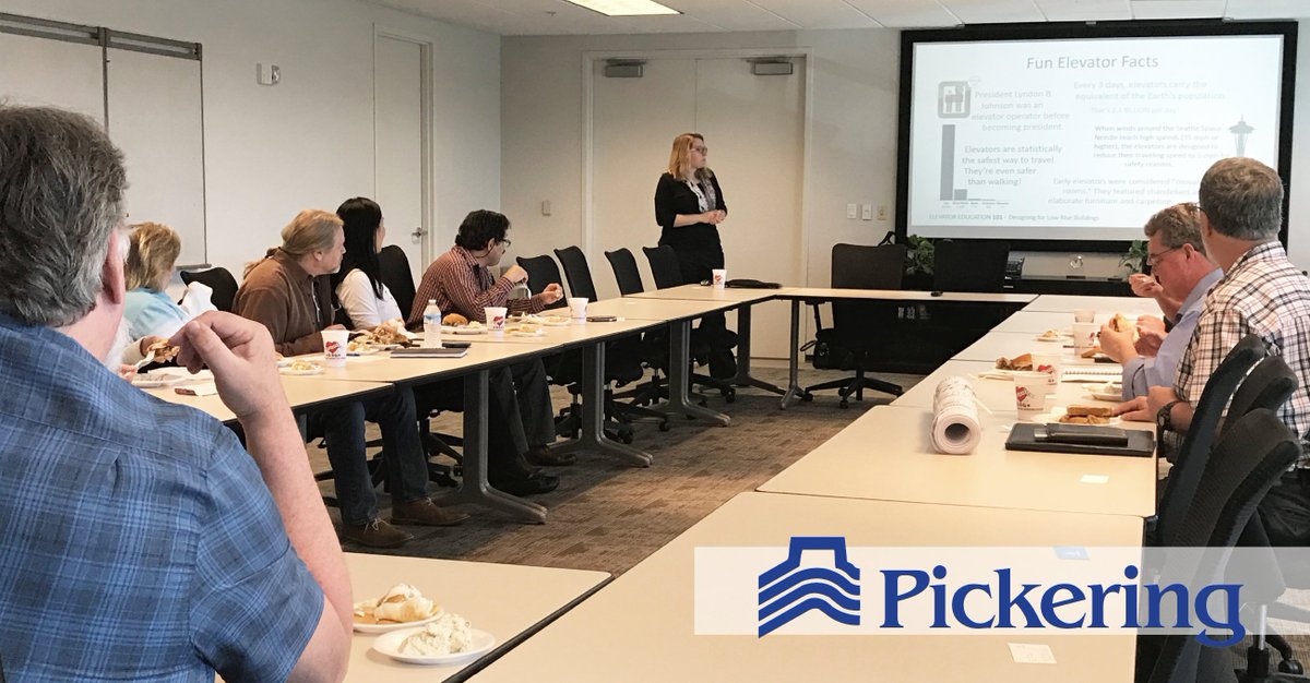 PickeringFirm's tweet photo. Thank you Jessica from @thyssenkrupp for our #ContinuingEducationUnit on elevators! #LunchandLearn #LearningNeverStops #ServiceandGoodWork https://t.co/7UCVSCkaea