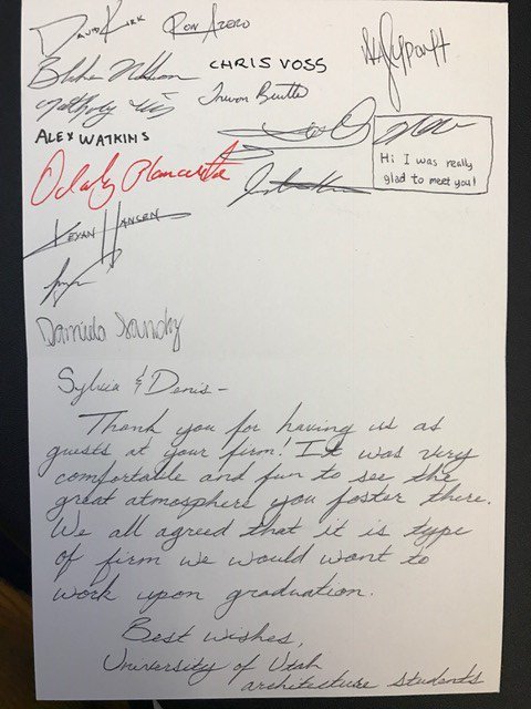 KwanHenmi's tweet photo. #KwanHenmi hosted an office visit for University of Utah's Architectural Students. We're thankful for the lovely thank-you card from them! https://t.co/rz7F438abi
