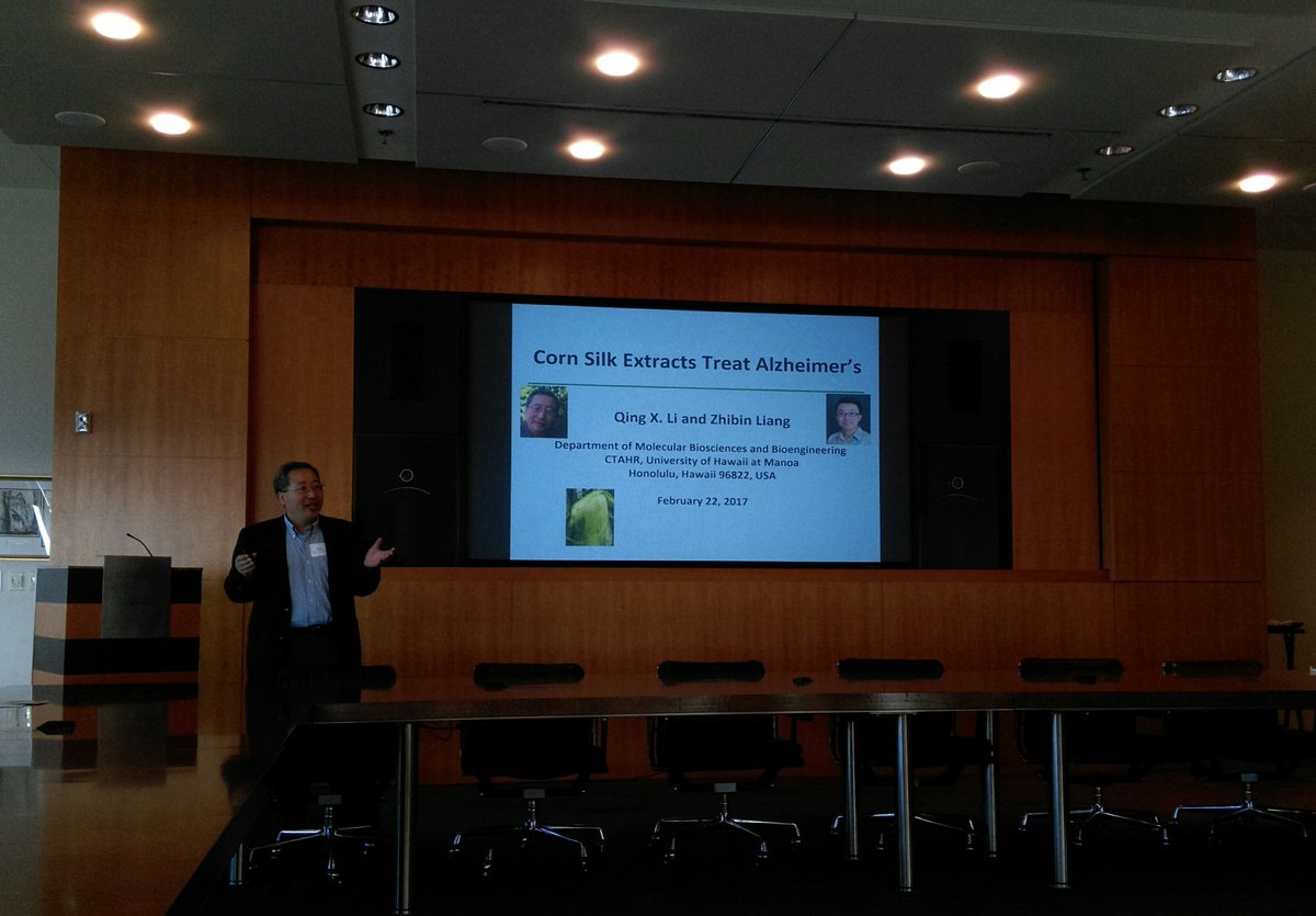 ryanlouie's tweet photo. "Corn Silk Extracts Treat Alzheimer's" by #QingXLi. @uhmanoa @UHawaiiNews #OTTED @XLR8UH UH College of Engineering #UHTechShowcase https://t.co/O2KIrrlVxU