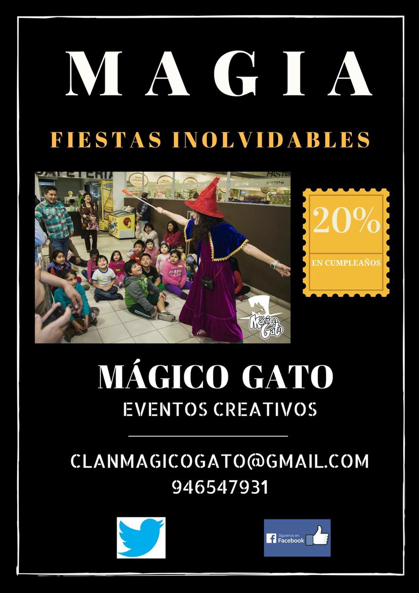 magicogato's tweet photo. ¡CELEBRA TU CUMPLEAÑOS CON MAGIA!
Hemos preparado una alternativa diferente en tu cumpleaños, con los mejores magos y magas del momento! https://t.co/gnpWbQMBmA