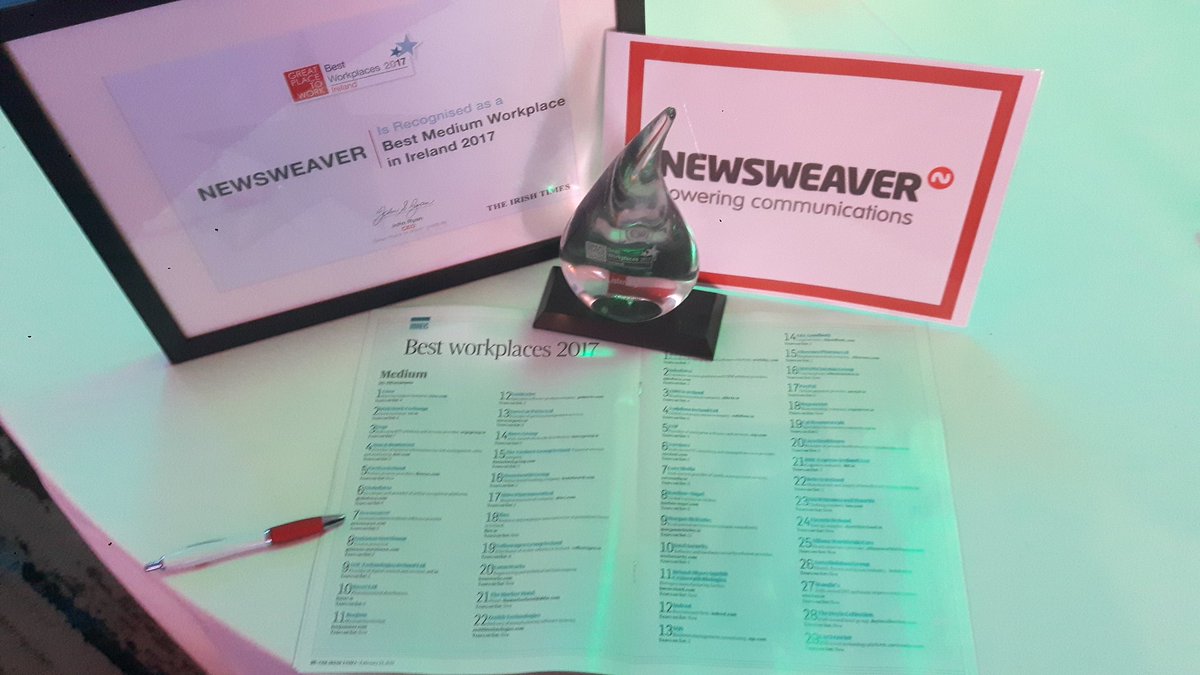 newsweaver's tweet photo. What a night, we are absolutely delighted!!! @GPTW_Ireland  #BestWorkplaces17 https://t.co/oFwsnDHGgr