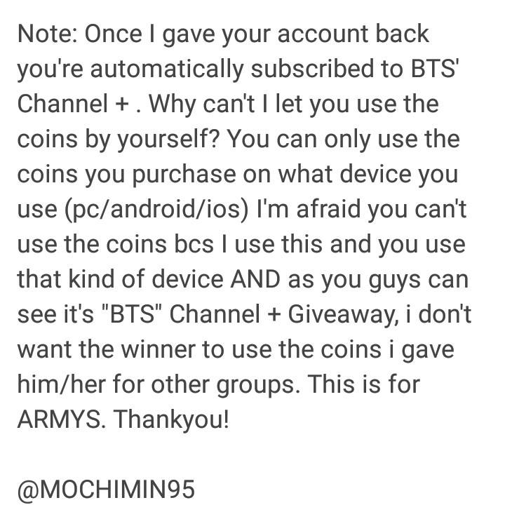minimonikku's tweet photo. ✰ BTS CHANNEL+ GIVEAWAY ✰

✔︎ RT + FOLLOW TO ENTER
✔︎MORE DETAILS BELOW ⬇
✔︎ ENDS ON MARCH 15 💕 https://t.co/uShNdy88om