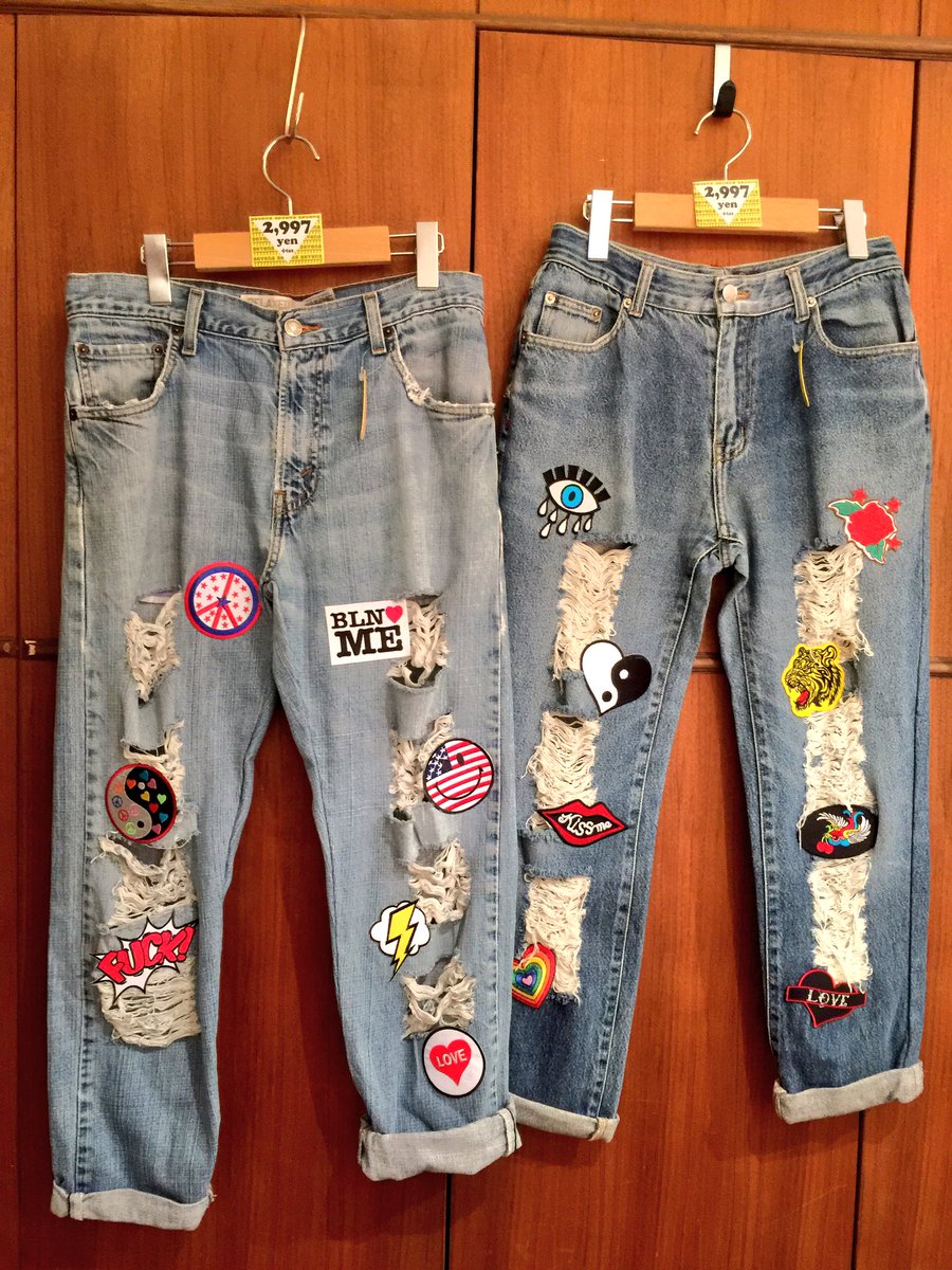 人気no 1 ワッペンジーパンアレンジリメイク デニム ジーンズ