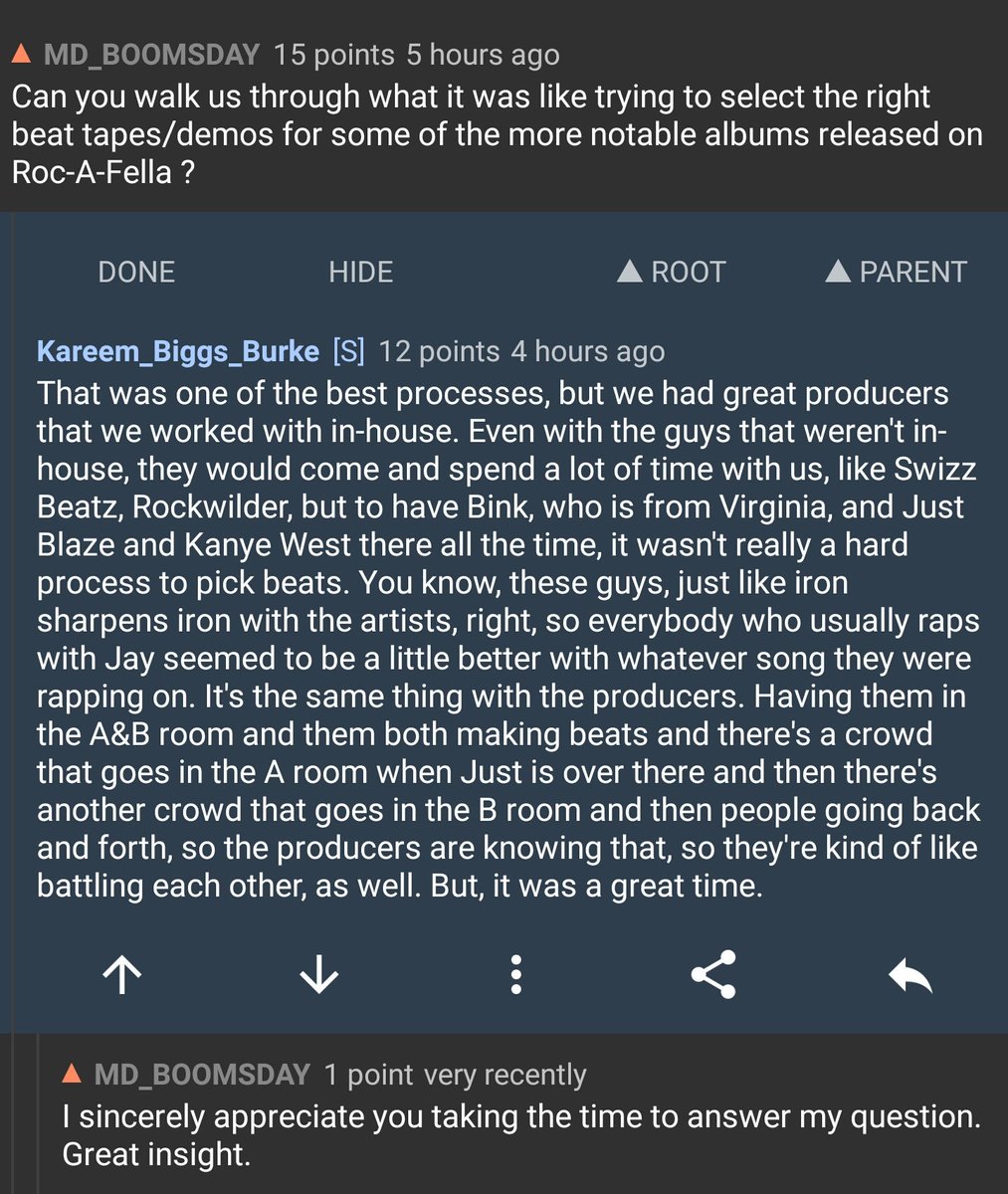 MD_boomsday's tweet photo. Had the opportunity to ask @1996Biggs (co-founder of Roc-A-Fella) a question on beat placements today on @reddit - s/o @SJmanager #producer https://t.co/TZ7UZsbM6o