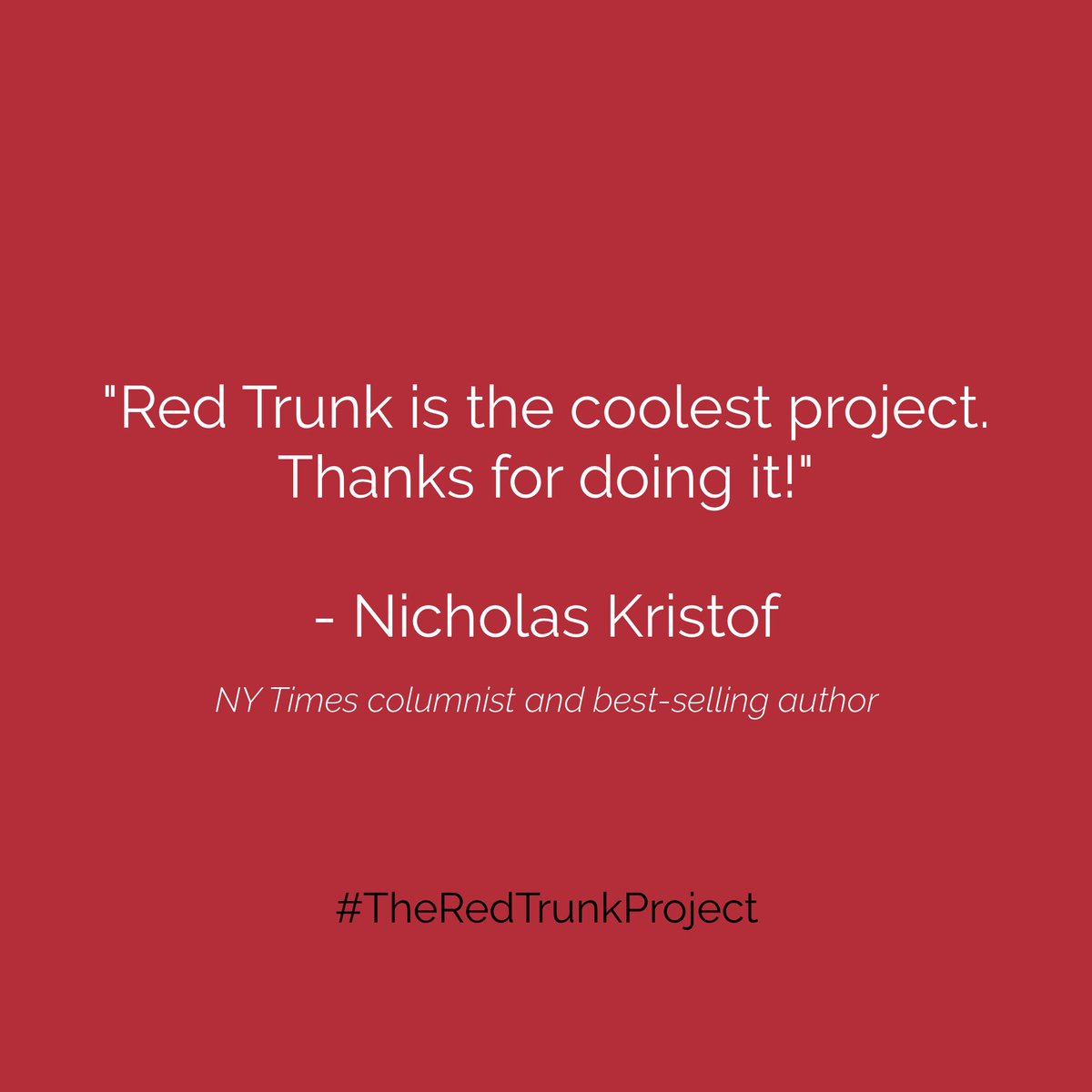 Red_Trunk's tweet image. Thank you, @KristoNicholas! Red Trunk Project needs your donations! Please, donate and share our generosity page. bit.ly/DonateRedTrunk…