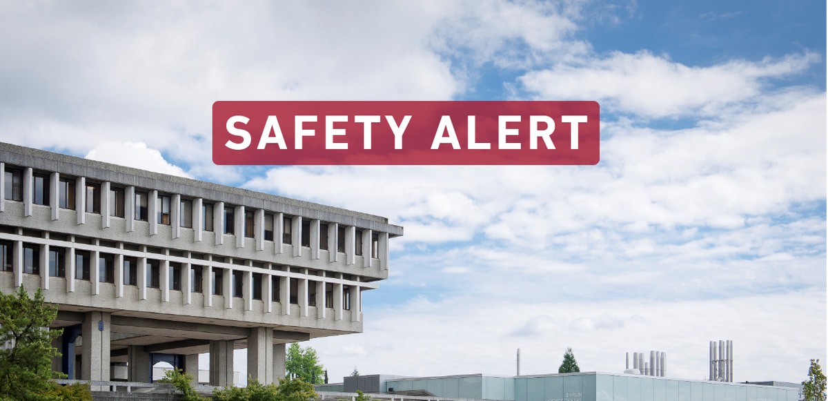 SFU's tweet photo. Safety Alert on the Burnaby Campus: Important message from Mark LaLonde, Chief Safety Officer: https://t.co/vWgQGUGTqb #SFU #Burnaby https://t.co/9tKjs4tATD