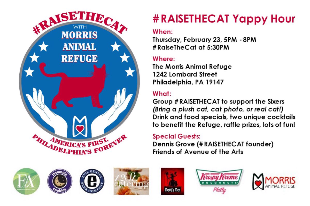 You're invited to #RaiseTheCat Yappy Hour; you too, #Sixers! @BenSimmons25 @JoelEmbiid @SixersFranklin @SixersDunkSquad @sixers_dancers...😺🏀