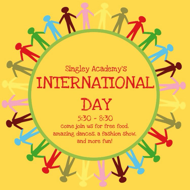 JesaCultural's tweet photo. INTERNATIONAL DAY IS THIS FRIDAY FROM 5:30-8:30! COME BY &amp; EAT FREE FOOD, WATCH AMAZING PERFORMANCES, &amp; GET TO KNOW ABOUT DIVERSE CULTURES! https://t.co/AtfSzJ6aAA