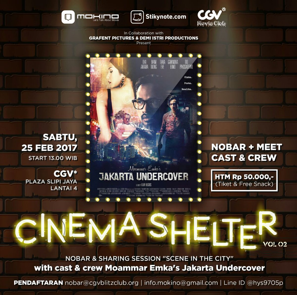 Daftar #CinemaShelter 2 @MKJUCmovie yuk, Troops! Bakalan seru karena akan ada cast dan crew dari film ini. Info lebih lengkap di bwh.