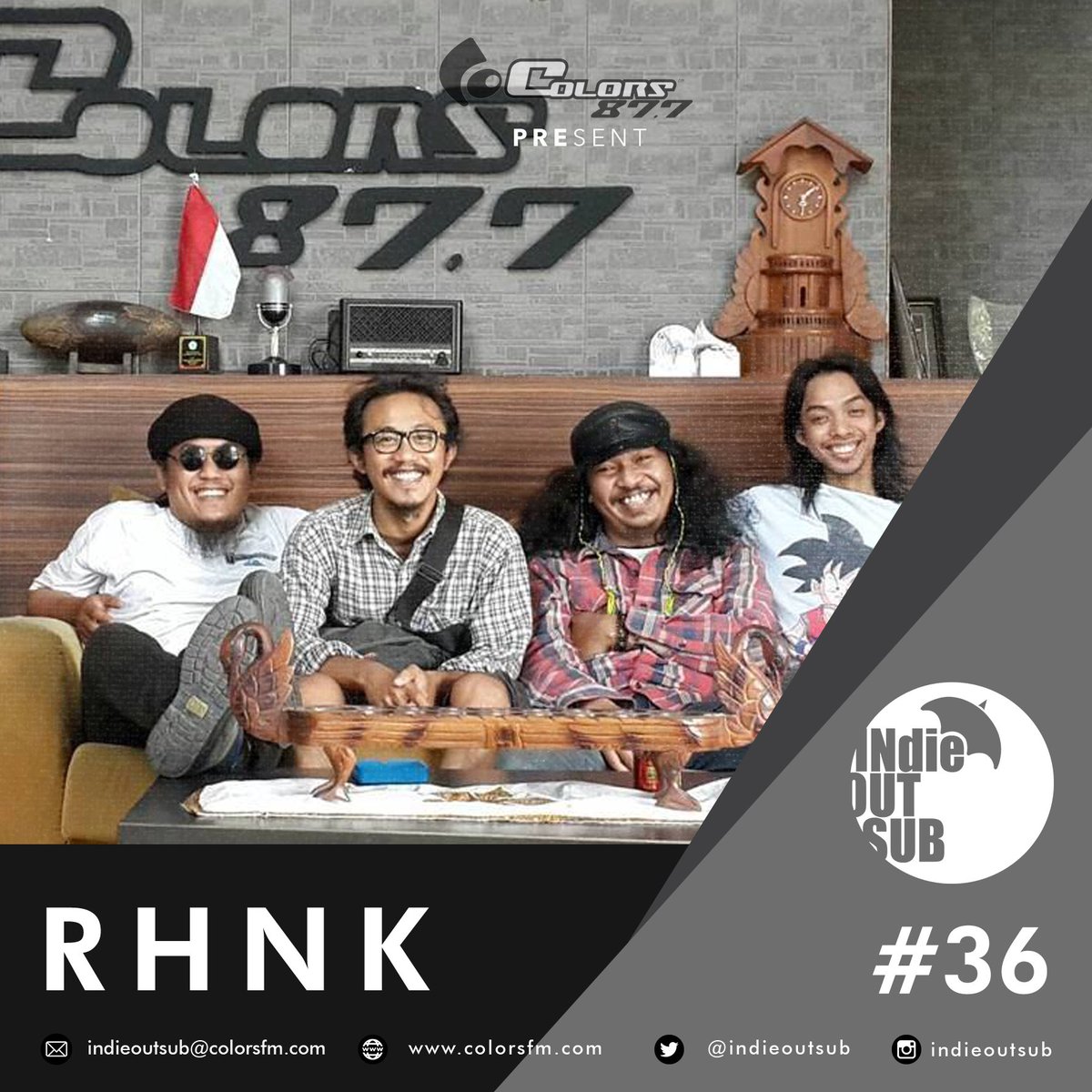 #IOS balik lg, kali dgn kuartet rock anyar asal Sby, RHNK yg baru ngerilis 3 demo+3 klip. Kayak gmn musiknya? stay tune aja di <a href="/Colorsfm/">Colors Radio 87.7 FM</a>