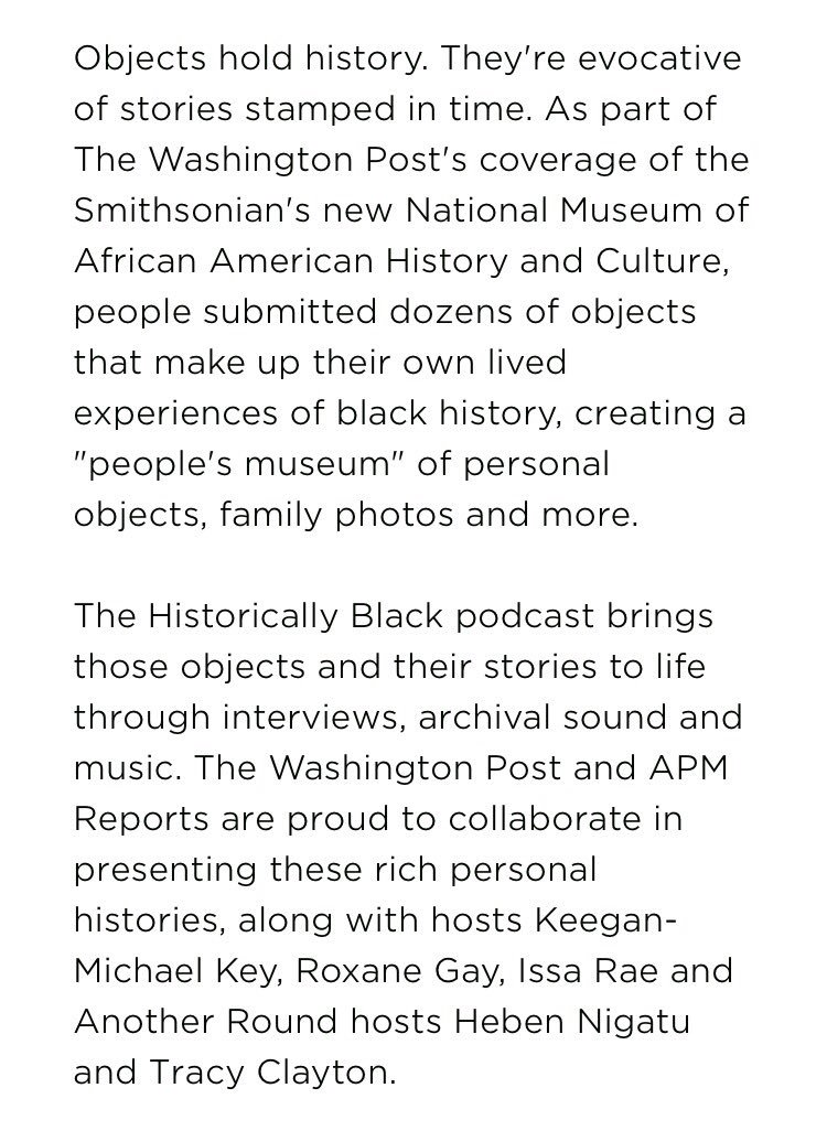 i've been loving the #HistoricallyBlack podcast by @apmreports - incredible & essential storytelling, check it out: apmreports.org/historically-b…