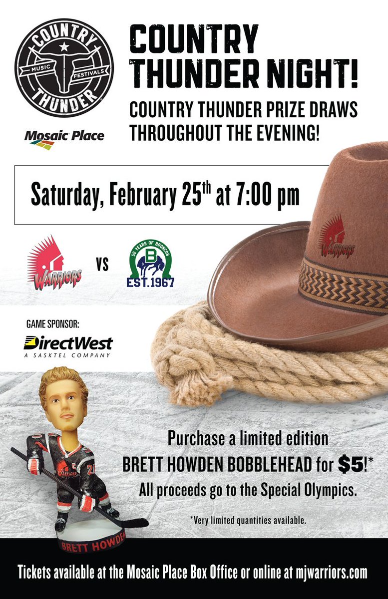 Moose Jaw Warriors (@mjwarriors) on Twitter photo Moose Jaw is back in action Saturday night for <a href="/countrythunder/">Country Thunder</a> night vs the <a href="/SCBroncos/">Swift Current Broncos</a>. Tickets: ticketrocket.co/event/details/… Moose Jaw is back in action Saturday night for <a href="/countrythunder/">Country Thunder</a> night vs the <a href="/SCBroncos/">Swift Current Broncos</a>. Tickets: ticketrocket.co/event/details/…