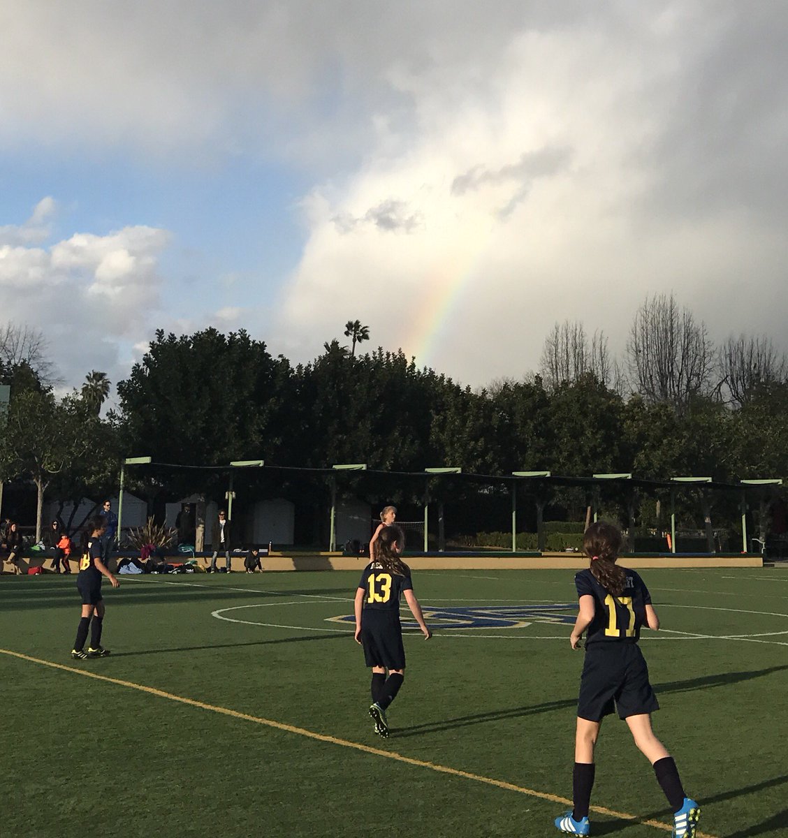 LaurenceSchool's tweet photo. That rainbow over the Lightning Field was good luck for our girls today! β‘οΈπ #laurencelightning #representtheL https://t.co/2BHX37geWZ