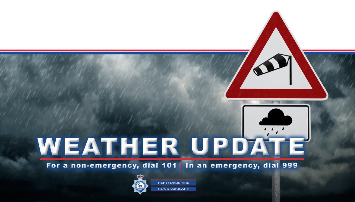 Strong wind and heavy rain forecast for #Hertfordshire. Please take extra care on the roads. #DriveToArrive