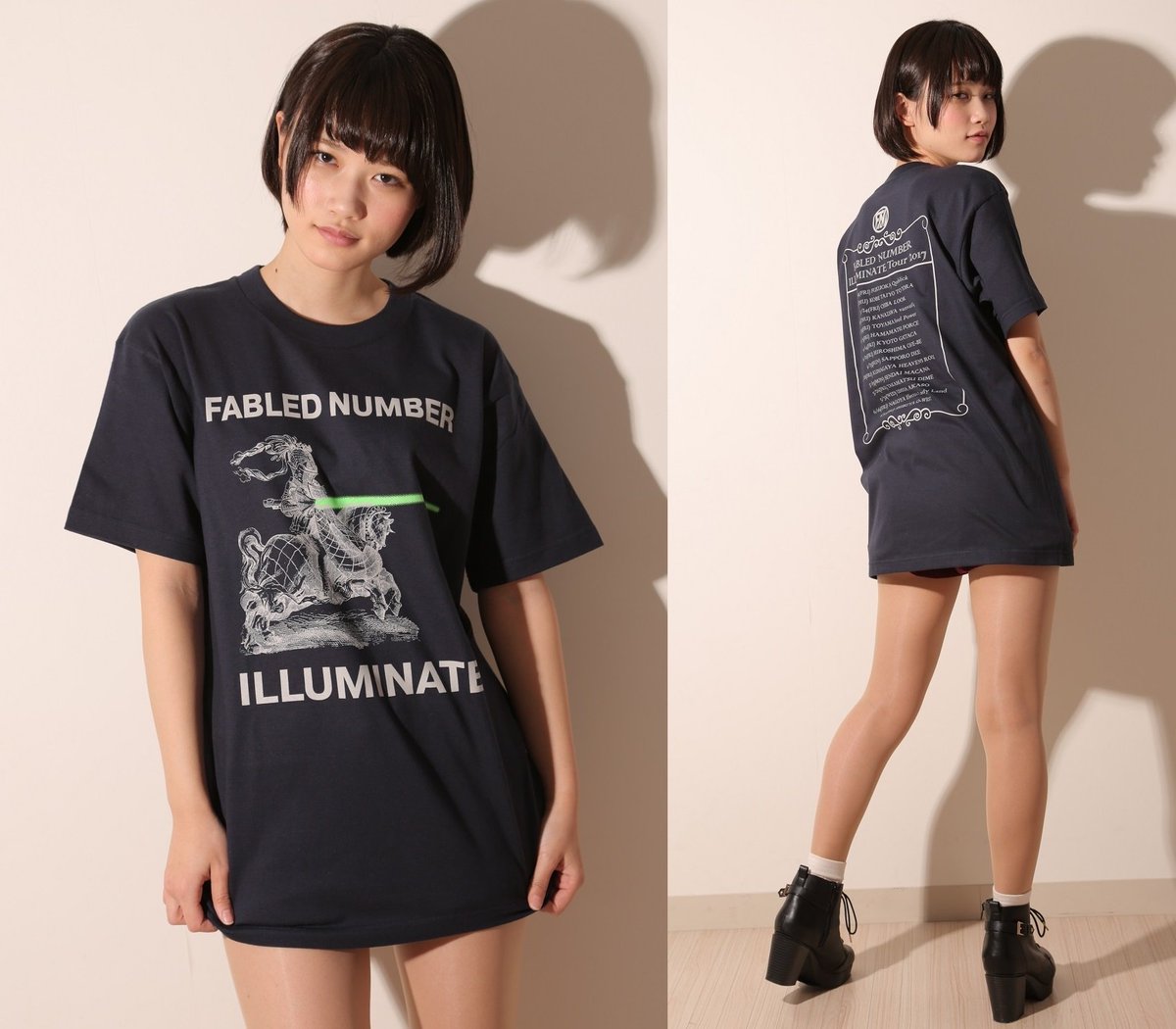 Fabled Number公式 Sur Twitter Fabled Number Illuminateツアーtシャツ発売 一流デザイナーによるイラストを使用し 発色にこだわった贅沢な二色プリント カラー 白 ネイビー 価格 2 800 サイズ S Xxl モデル 163センチ 写真1枚目から紺s 白m 紺l 白xl