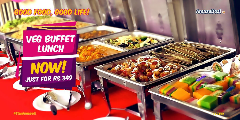 contactamaze's tweet photo. Eat, sip &amp; repeat! Buy Veg. #Buffet #lunch with 3 Veg. starters and unlimited soft drinks in just Rs.349 Grab it - https://t.co/bYyKdQ0Imi https://t.co/9GpDSAtIPz