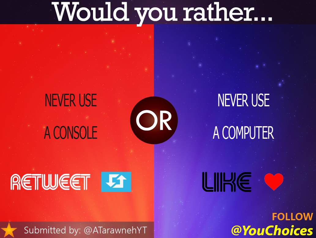 YouChoices's tweet photo. Console or computer? https://t.co/FjlMQAEJ9W