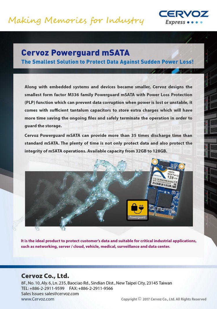 Cervoz Powerguard mSATA - The Smallest Solution to Protect Data Against Sudden Power Loss!