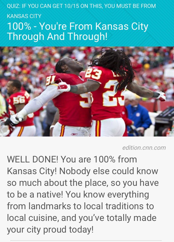 devin_negrete's tweet photo. Took a quiz about #kansascity and of course I scored 💯%. Boom! #816 #Missouriside #kcmo https://t.co/7EGKtDFmwc