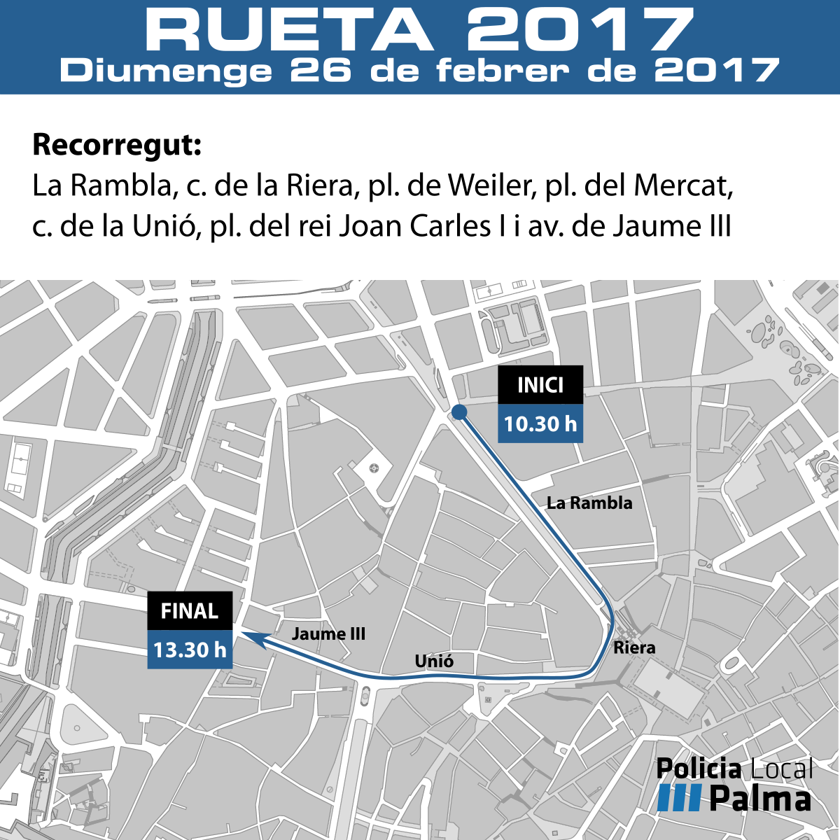 ajuntpalma's tweet photo. AVÍS RESTRICCIONS DE TRÀNSIT amb motiu de #SaRueta i #SaRua 2017. https://t.co/pq8cqxzpaD https://t.co/ramIn4n2kL