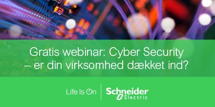 SchneiderElecDK's tweet image. Har din virksomhed fokus på cyber security? bit.ly/2meYrPg #CyberSecurity #InnovationAtEveryLevel