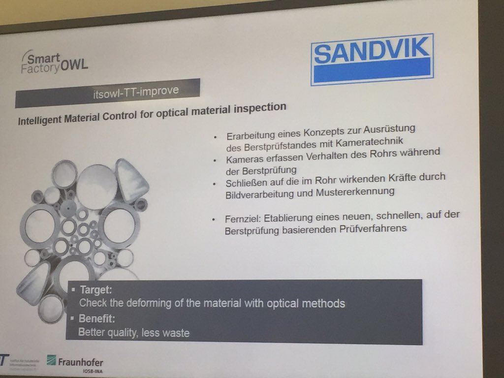 LenaBerg18's tweet photo. @Sandvik Materials Technology is cooperating with the #SmartFactoryOWL in Germany about #intelligentmaterial control. #SandvikMaterials https://t.co/3ysxefhVtJ