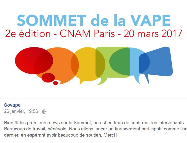 benoit_durand's tweet photo. SOVAPE lance le financement participatif pour le 2e Sommet de la Vape. https://t.co/09tnUMy1Ww https://t.co/5WSCYOigwC
