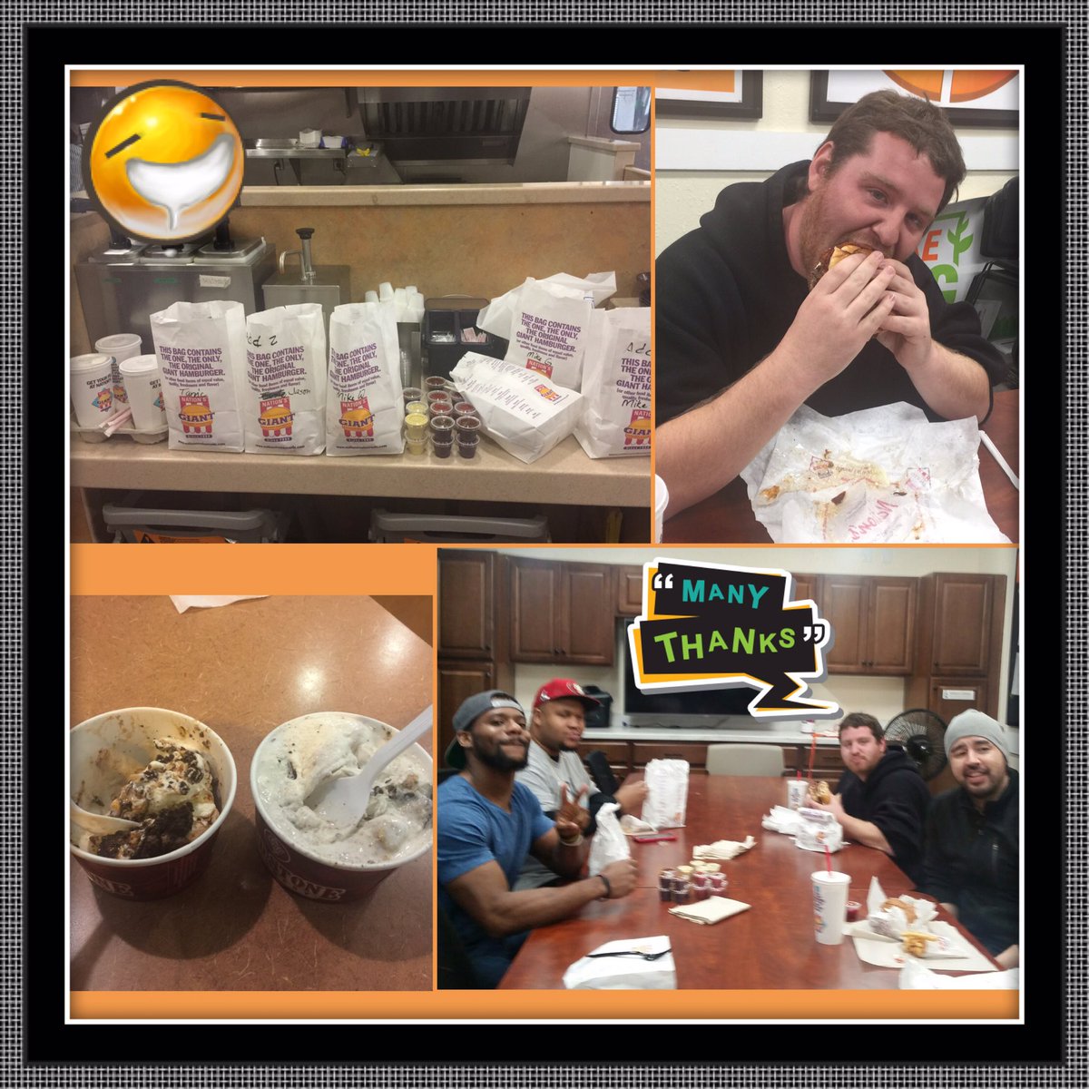 Fresh Nations and Cold Stone for the unload team! Thank you, your hard work does not go unnoticed 🍔🍟🍨#D49 #634proud @joshfelkerTHD