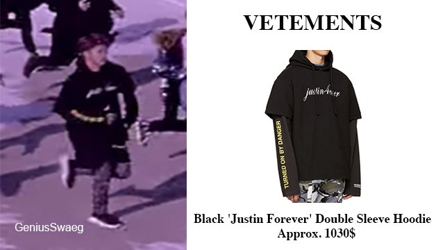 Vetements Black 'Justin Forever' Double Sleeve Hoodie