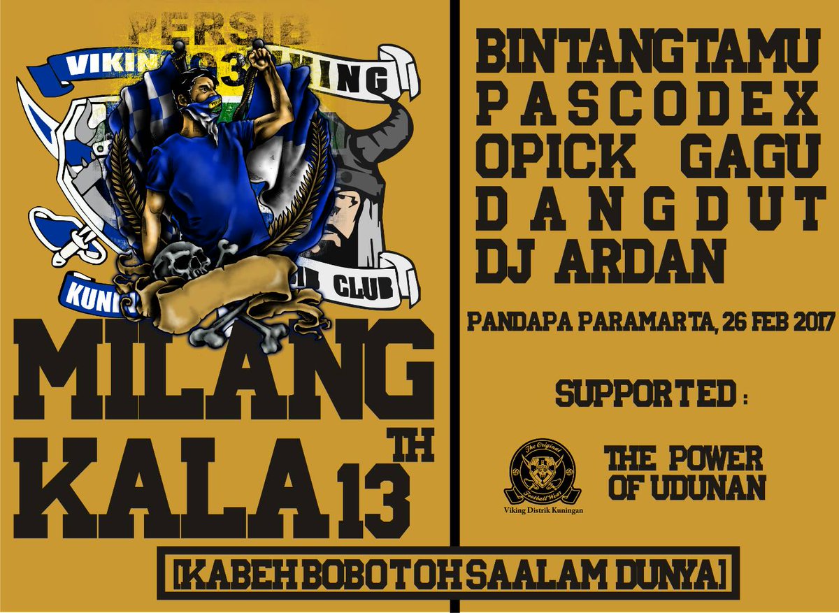 Come join us!
Bobotoh saALAM DUNYA
📆 26 Feb 17
🚩 Pandapa Paramatha (kmplk std. Mashud Kng)
#13thVikingkng 
Support by: <a href="/Fanshop_kng/">Fanshop_OriginalKNG</a> + UDUNAN
